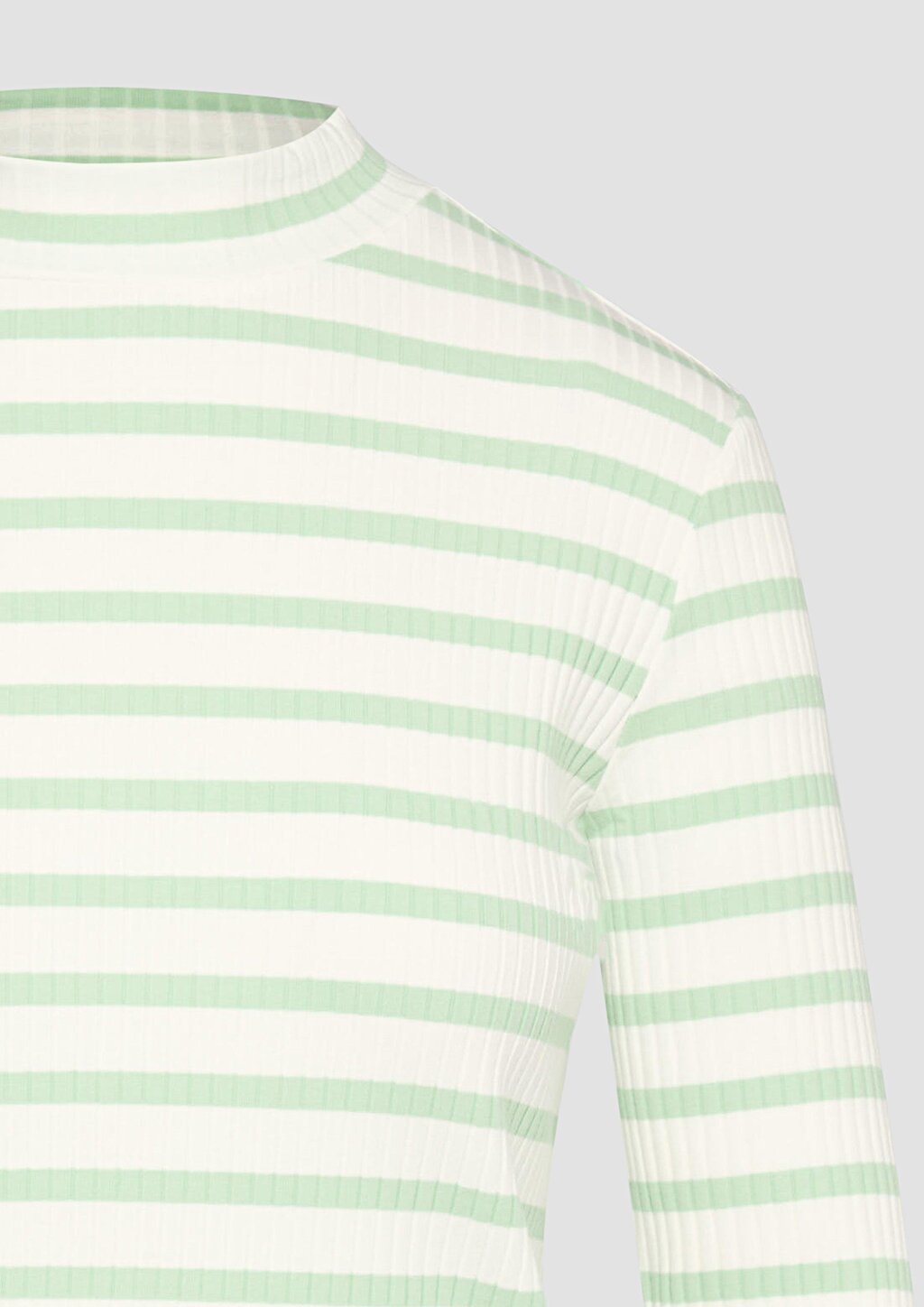 Langarmshirt mit Rippstruktur und Stehkragen