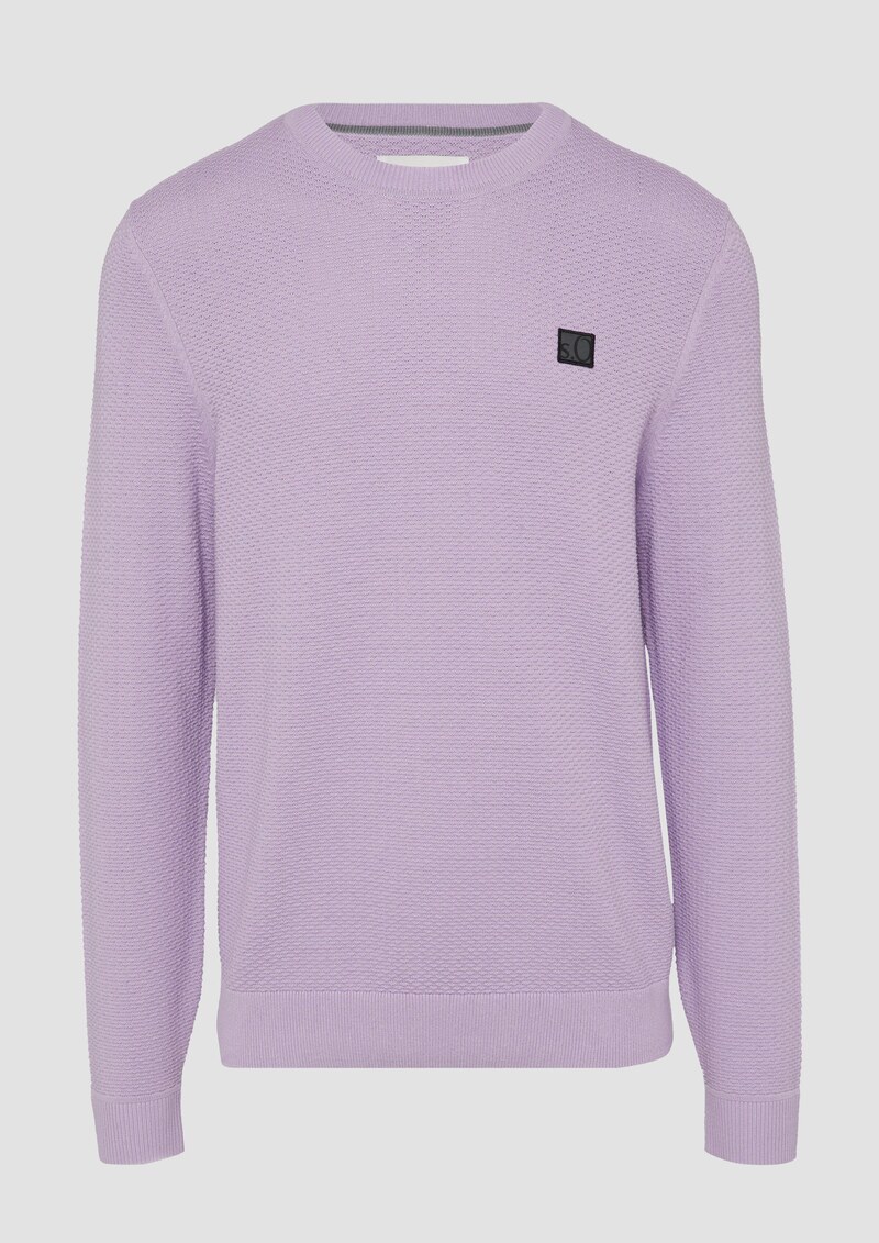 Strukturierter Strickpullover mit Logo-Patch