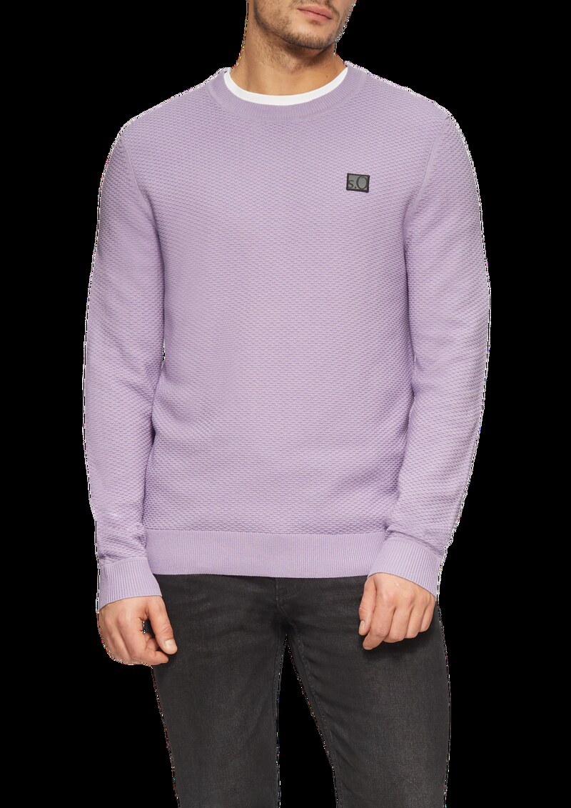 Strukturierter Strickpullover mit Logo-Patch