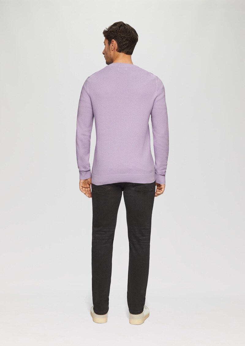 Strukturierter Strickpullover mit Logo-Patch