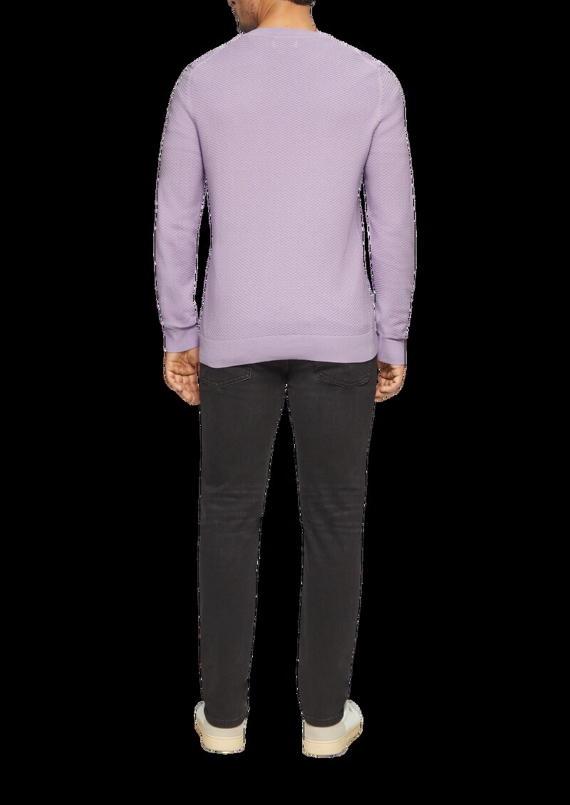 Strukturierter Strickpullover mit Logo-Patch