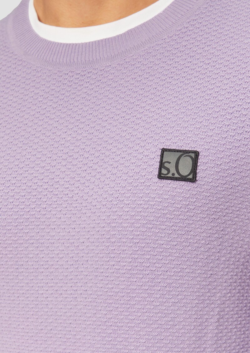 Strukturierter Strickpullover mit Logo-Patch