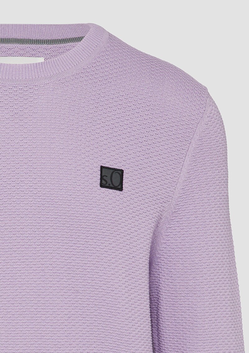 Strukturierter Strickpullover mit Logo-Patch