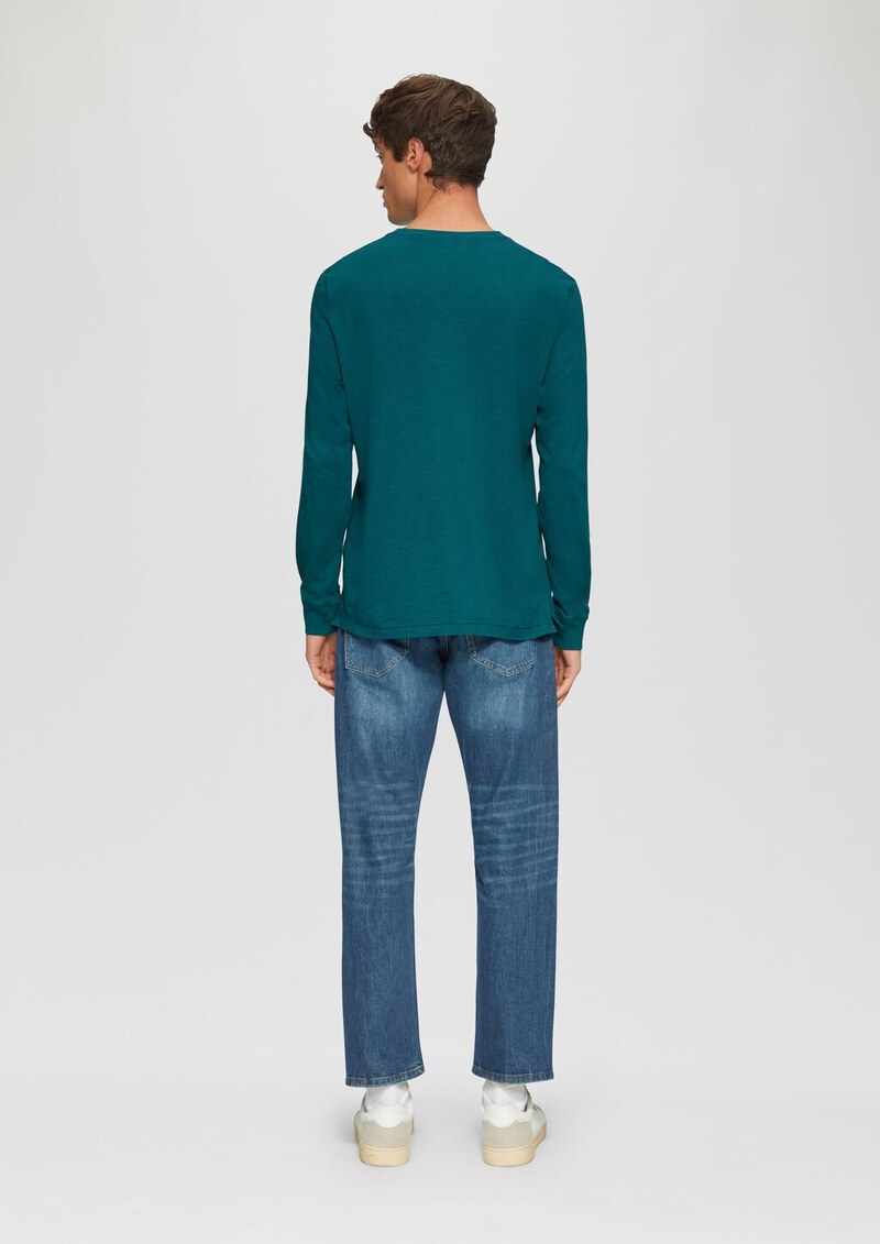 Langarmshirt mit Henley-Ausschnitt und Garment Dye