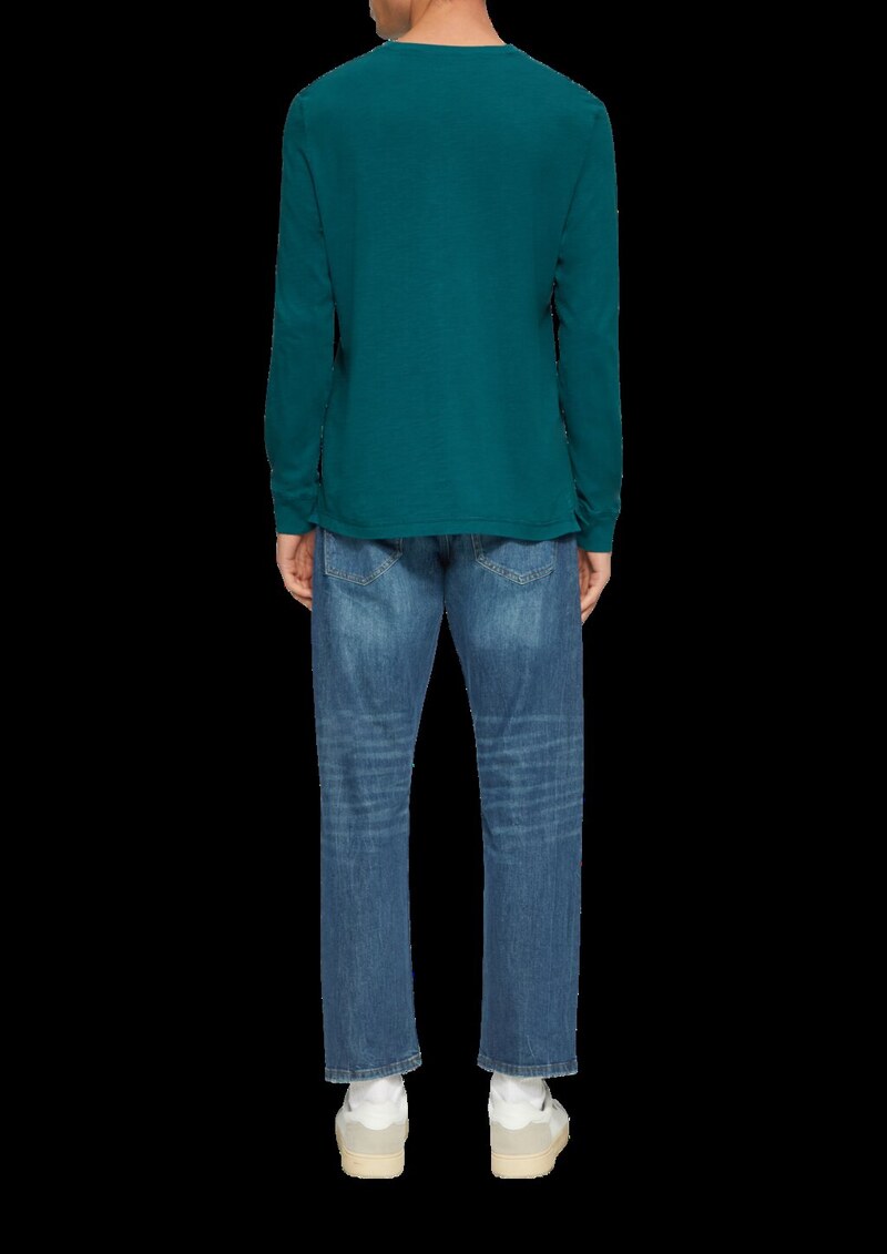 Langarmshirt mit Henley-Ausschnitt und Garment Dye