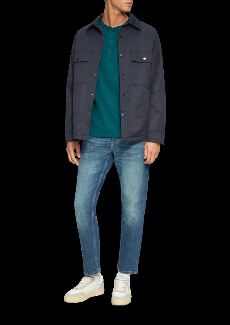 Langarmshirt mit Henley-Ausschnitt und Garment Dye