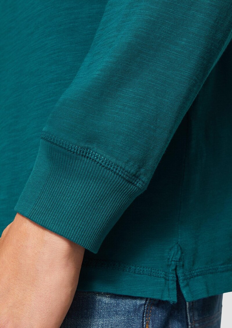 Langarmshirt mit Henley-Ausschnitt und Garment Dye