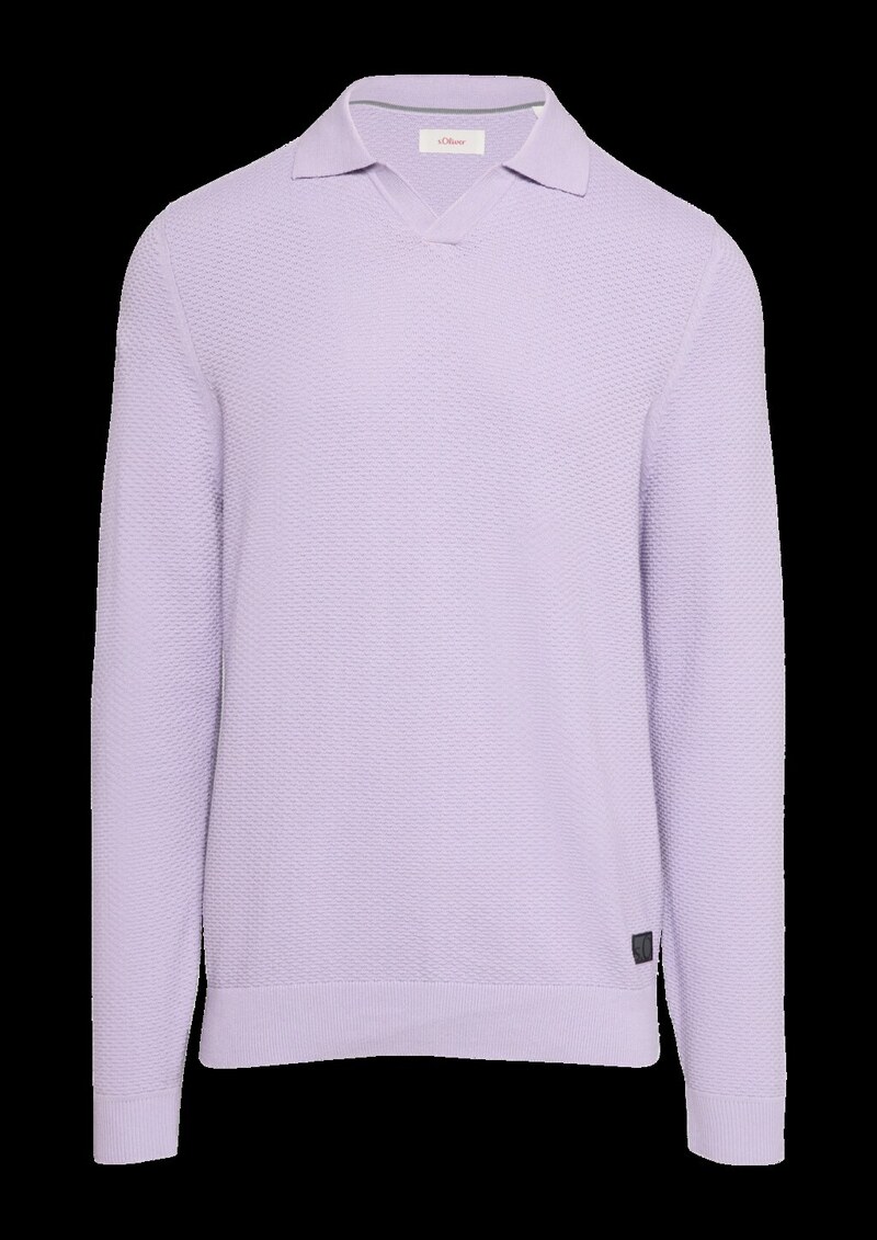 Strukturierter Strickpullover mit Polokragen