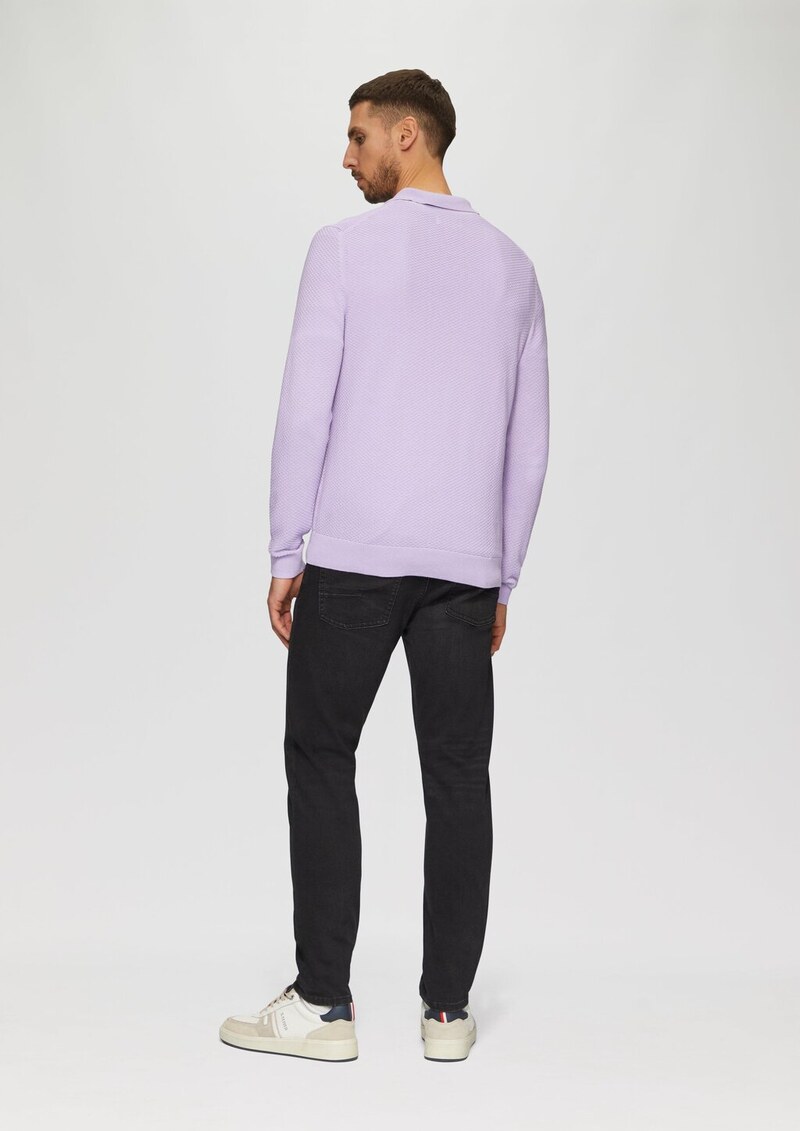 Strukturierter Strickpullover mit Polokragen