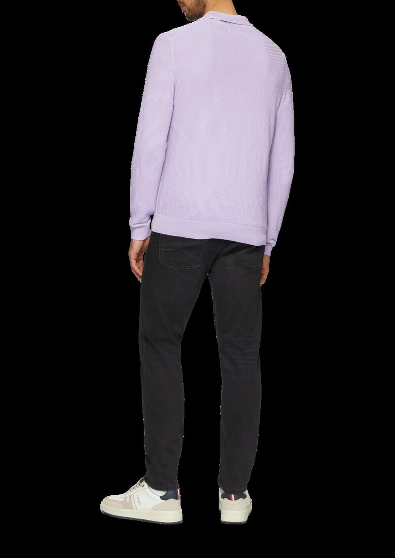 Strukturierter Strickpullover mit Polokragen