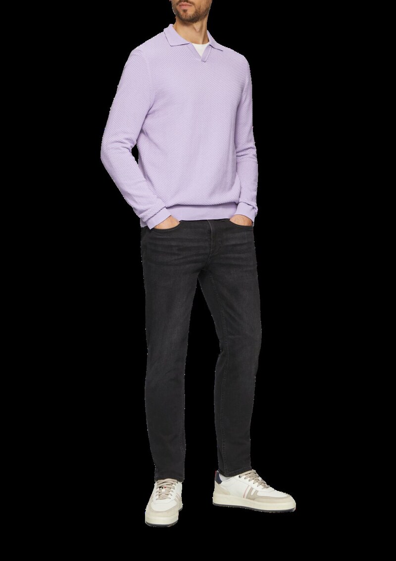 Strukturierter Strickpullover mit Polokragen