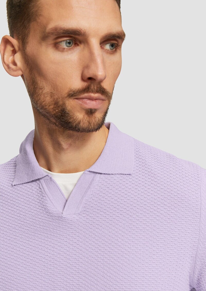 Strukturierter Strickpullover mit Polokragen