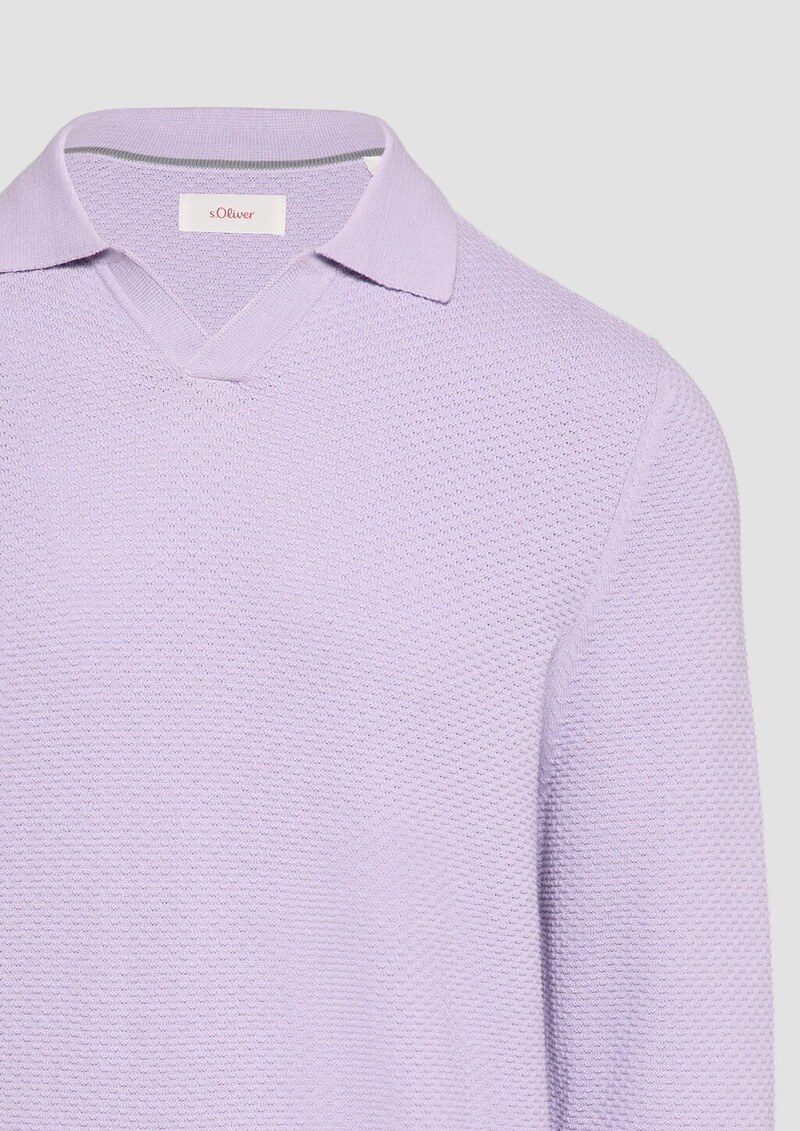 Strukturierter Strickpullover mit Polokragen