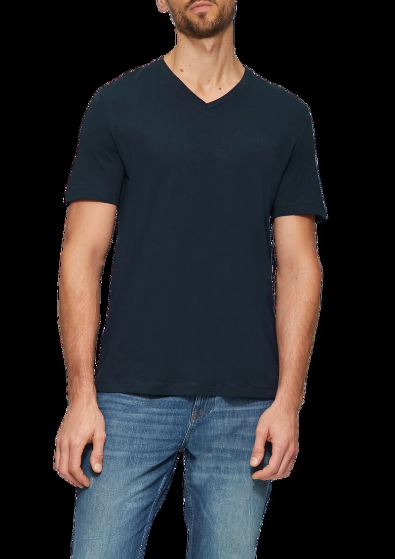 T-Shirt mit V-Ausschnitt und Logo-Print