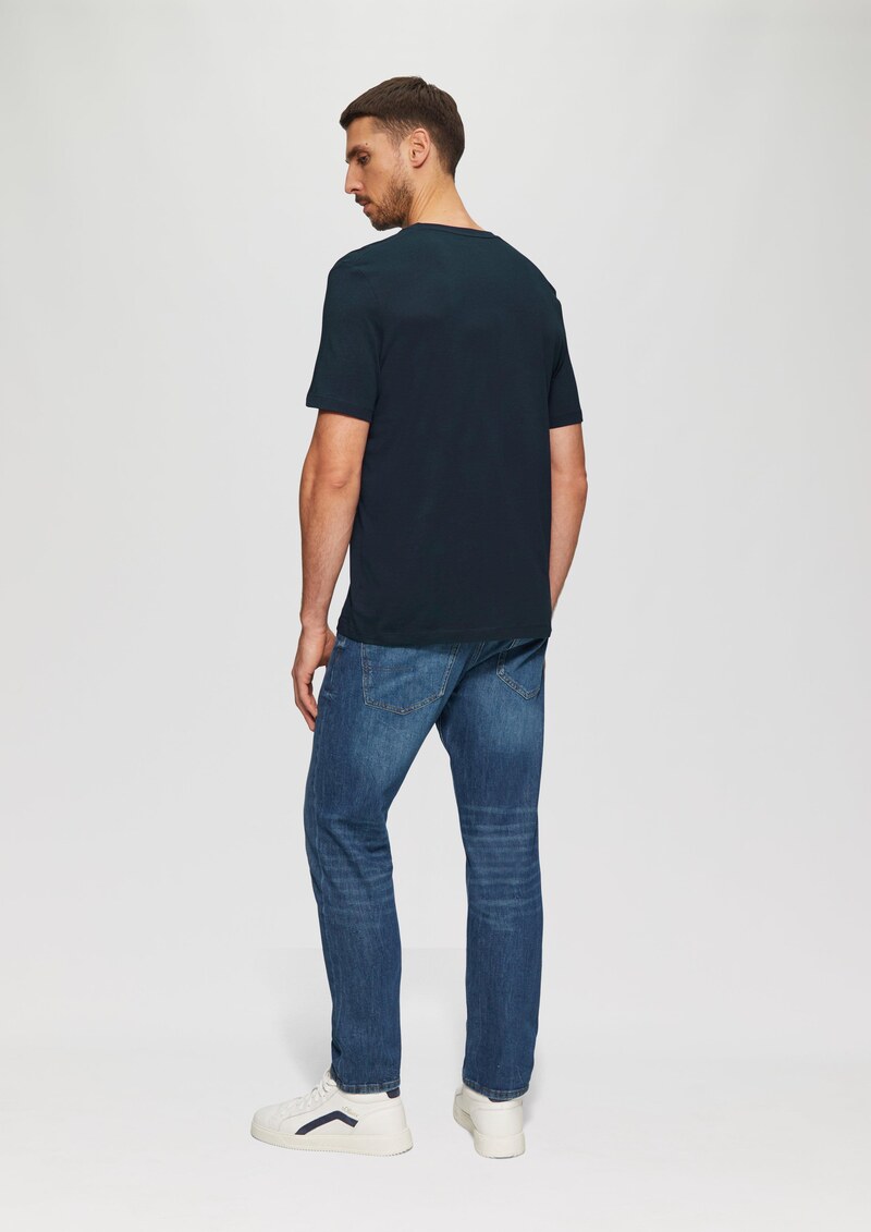 T-Shirt mit V-Ausschnitt und Logo-Print