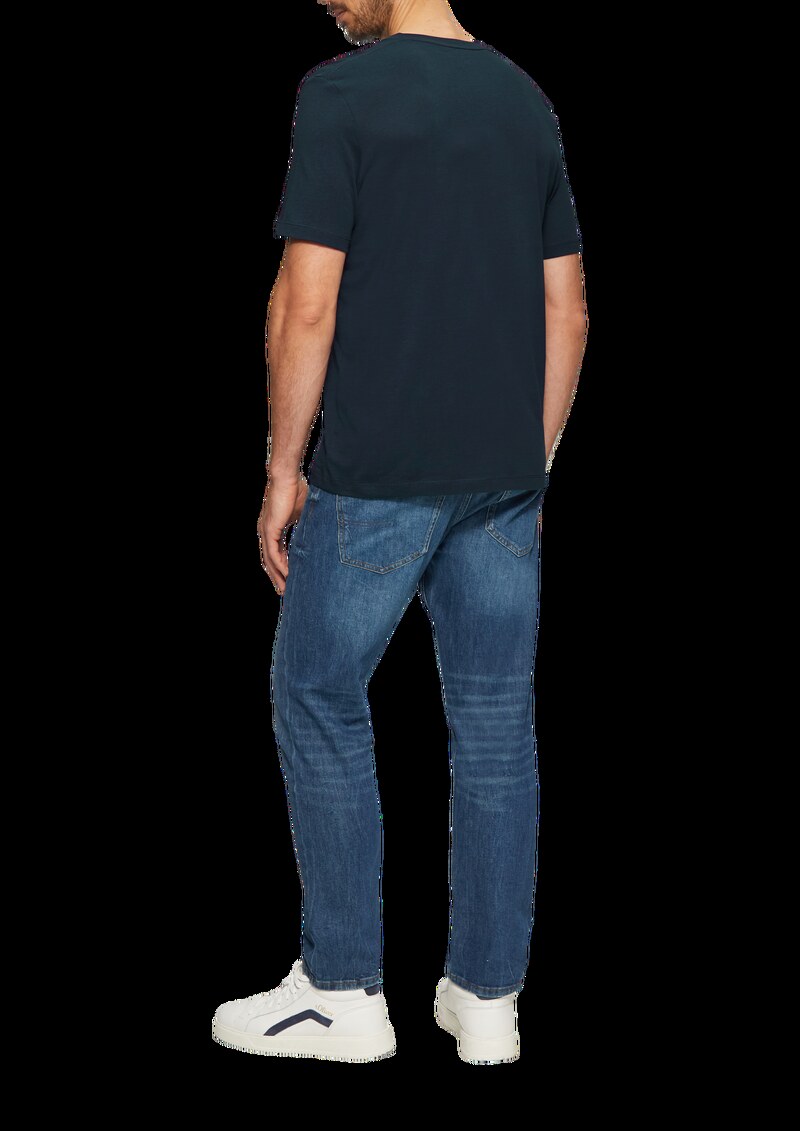 T-Shirt mit V-Ausschnitt und Logo-Print