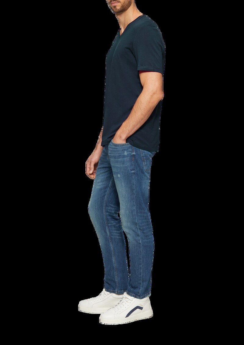 T-Shirt mit V-Ausschnitt und Logo-Print