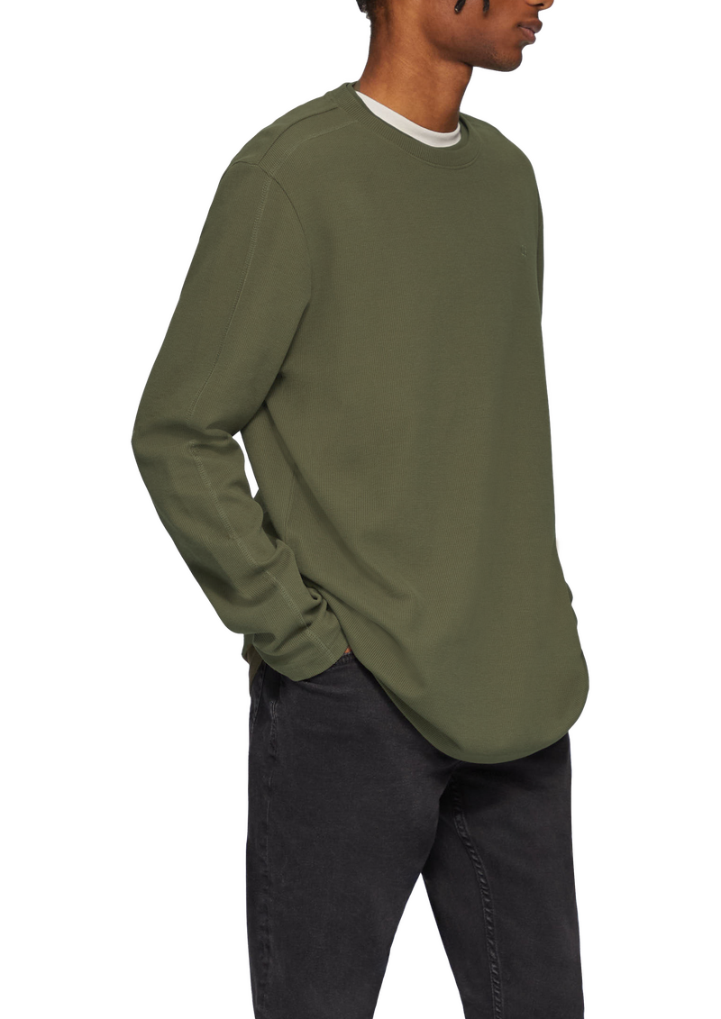 Longsleeve mit Rippstruktur und Logostickerei