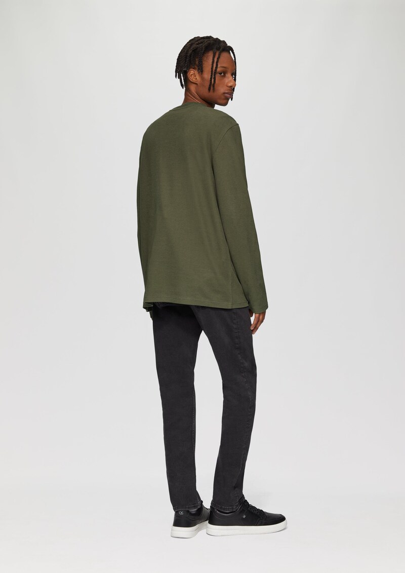 Longsleeve mit Rippstruktur und Logostickerei