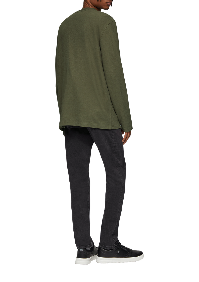 Longsleeve mit Rippstruktur und Logostickerei