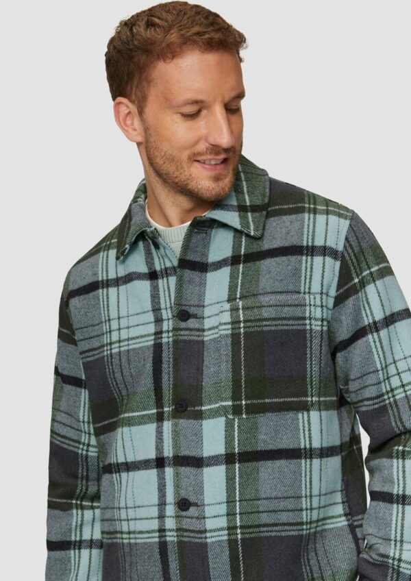 Kariertes Overshirt mit Brusttasche und Innenfutter