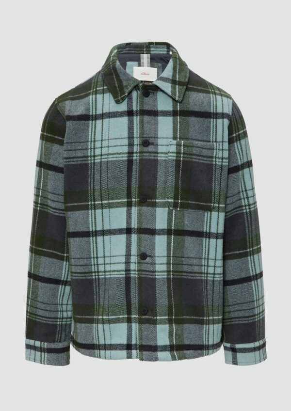 Kariertes Overshirt mit Brusttasche und Innenfutter