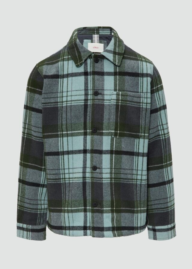 Kariertes Overshirt mit Brusttasche und Innenfutter