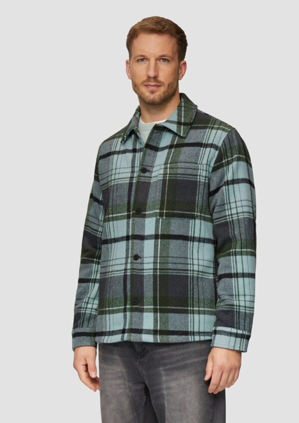 Kariertes Overshirt mit Brusttasche und Innenfutter
