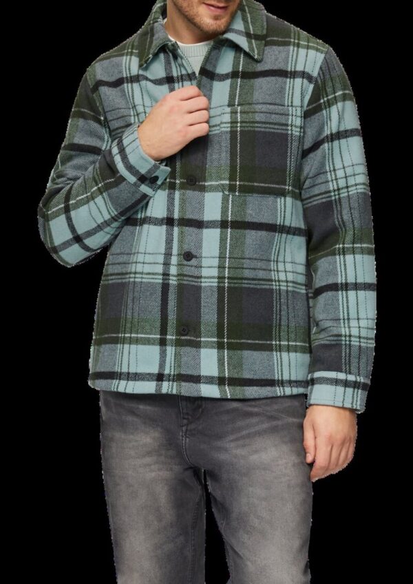 Kariertes Overshirt mit Brusttasche und Innenfutter