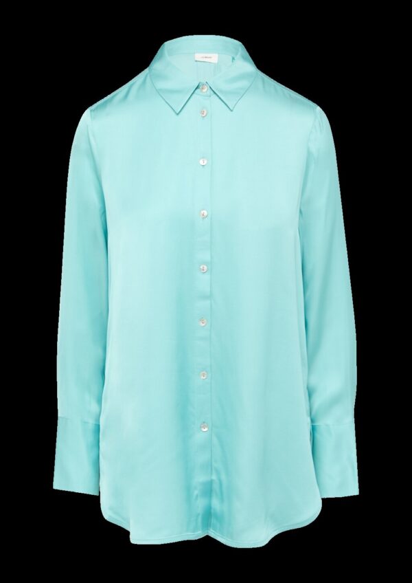 Longbluse aus Viskosesatin mit Perlmuttknöpfen