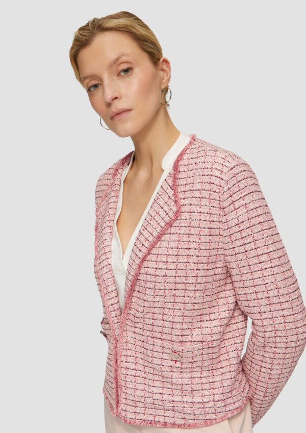 Bouclé-Jacke mit Fransen