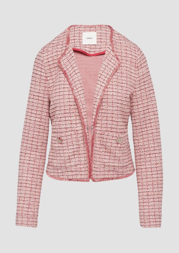 Bouclé-Jacke mit Fransen