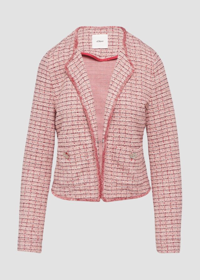 Bouclé-Jacke mit Fransen