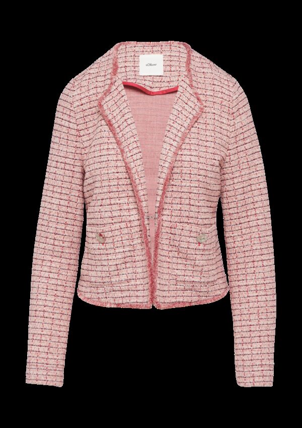 Bouclé-Jacke mit Fransen