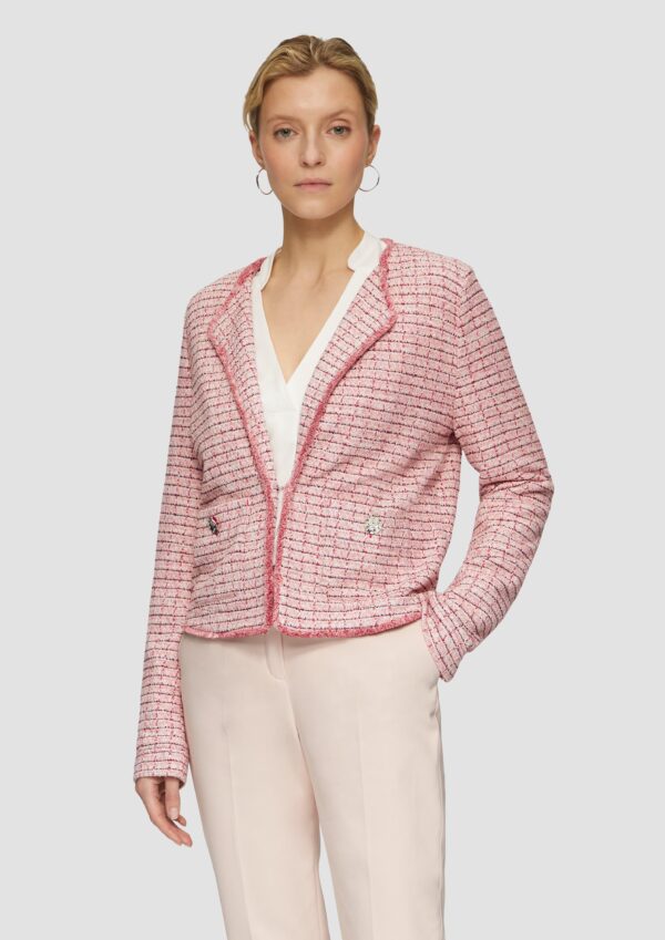 Bouclé-Jacke mit Fransen