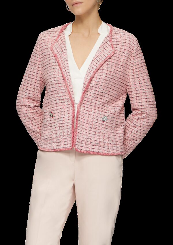 Bouclé-Jacke mit Fransen