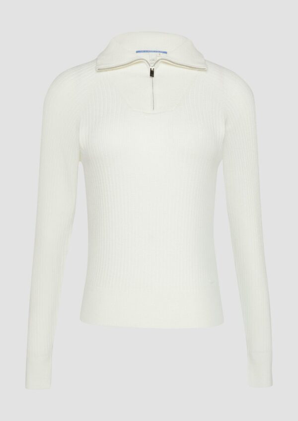 Schmaler Pullover mit Troyer-Kragen