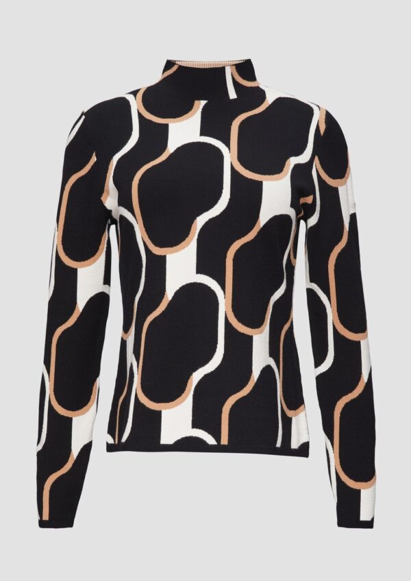 Schmaler Strickpullover mit Jacquard-Muster