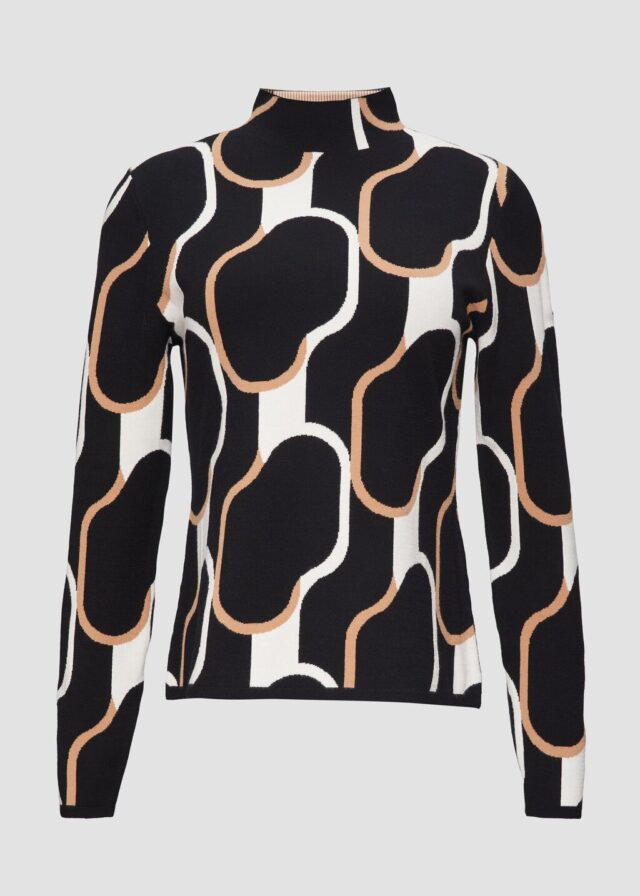 Schmaler Strickpullover mit Jacquard-Muster