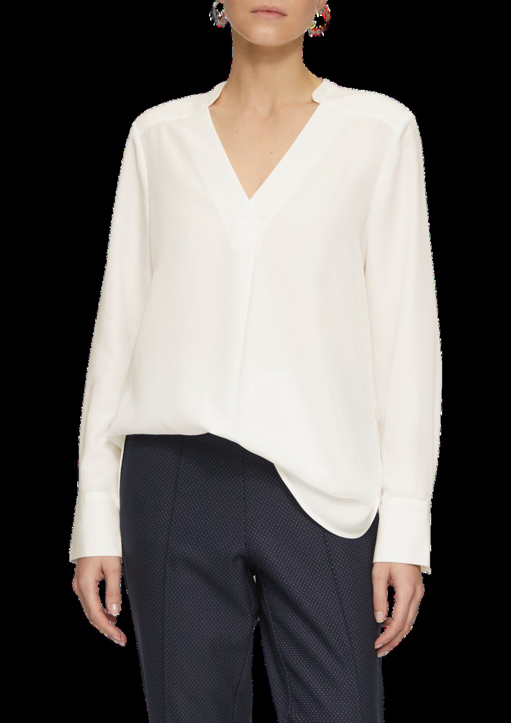 Longbluse aus Modalmix mit Tunika-Ausschnitt