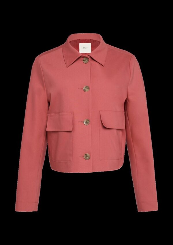 Kurze Jacke aus Baumwollsatin mit aufgesetzten Taschen