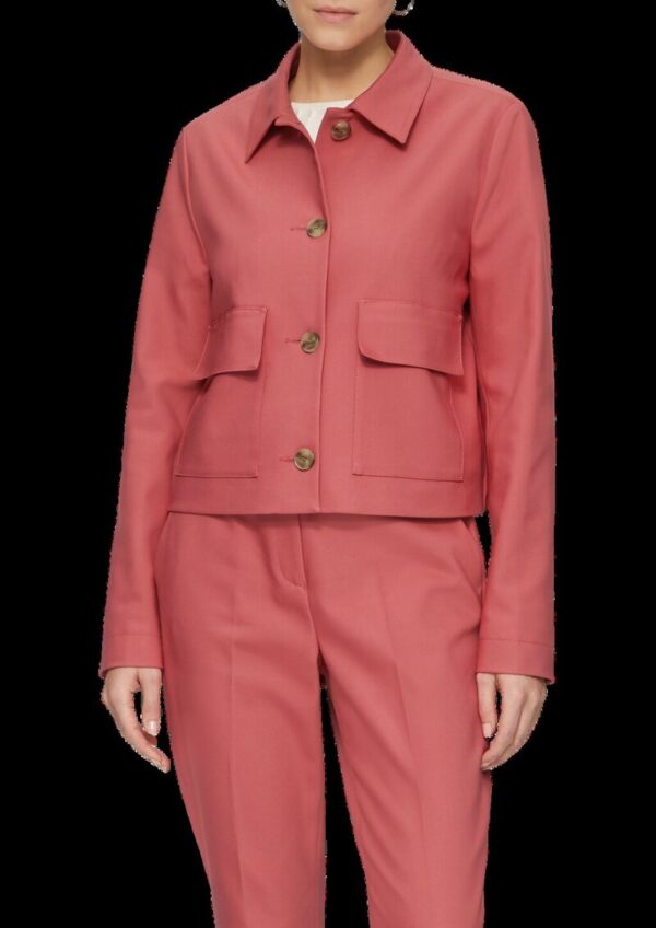 Kurze Jacke aus Baumwollsatin mit aufgesetzten Taschen