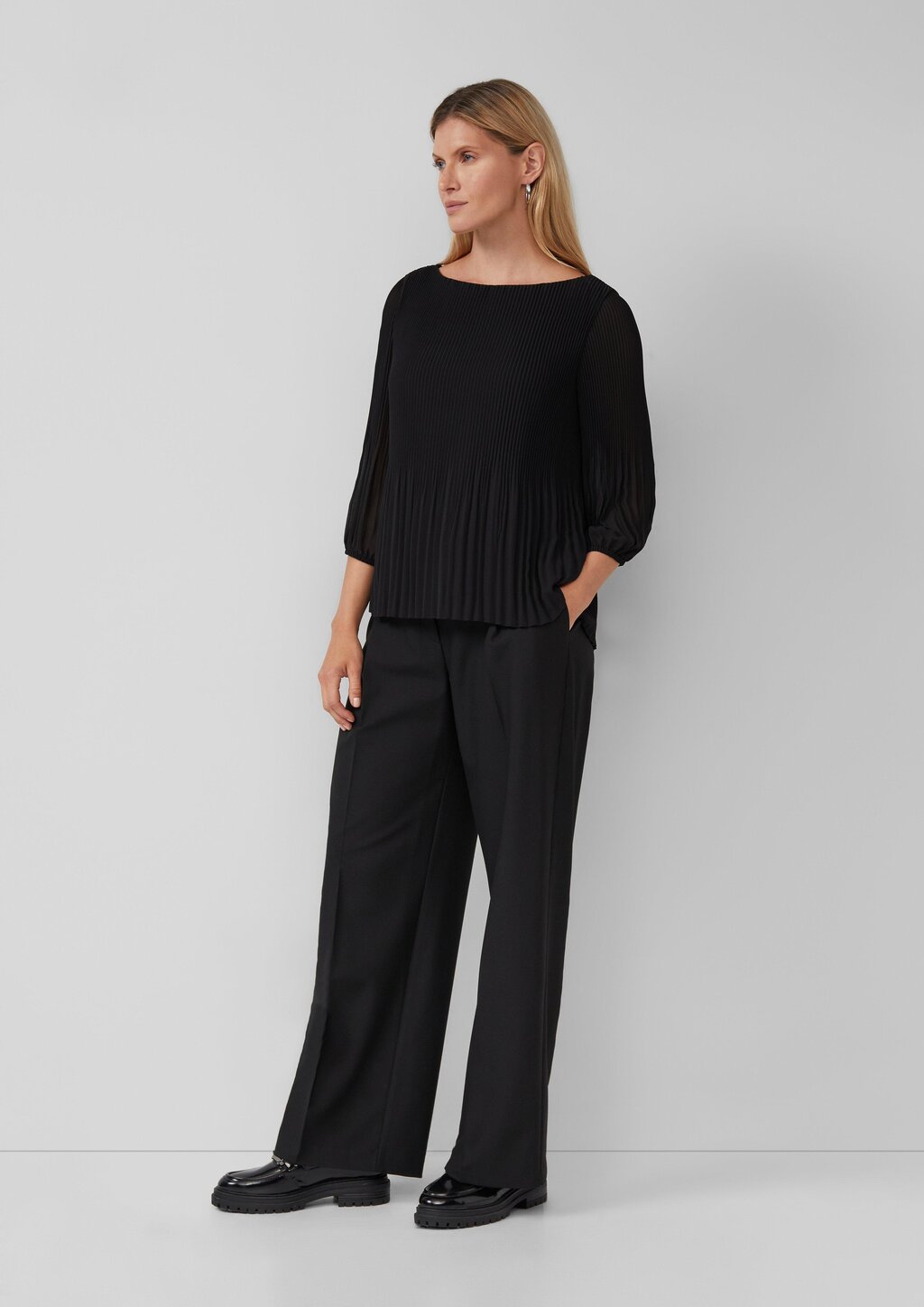 Plisseebluse mit 3/4-Arm