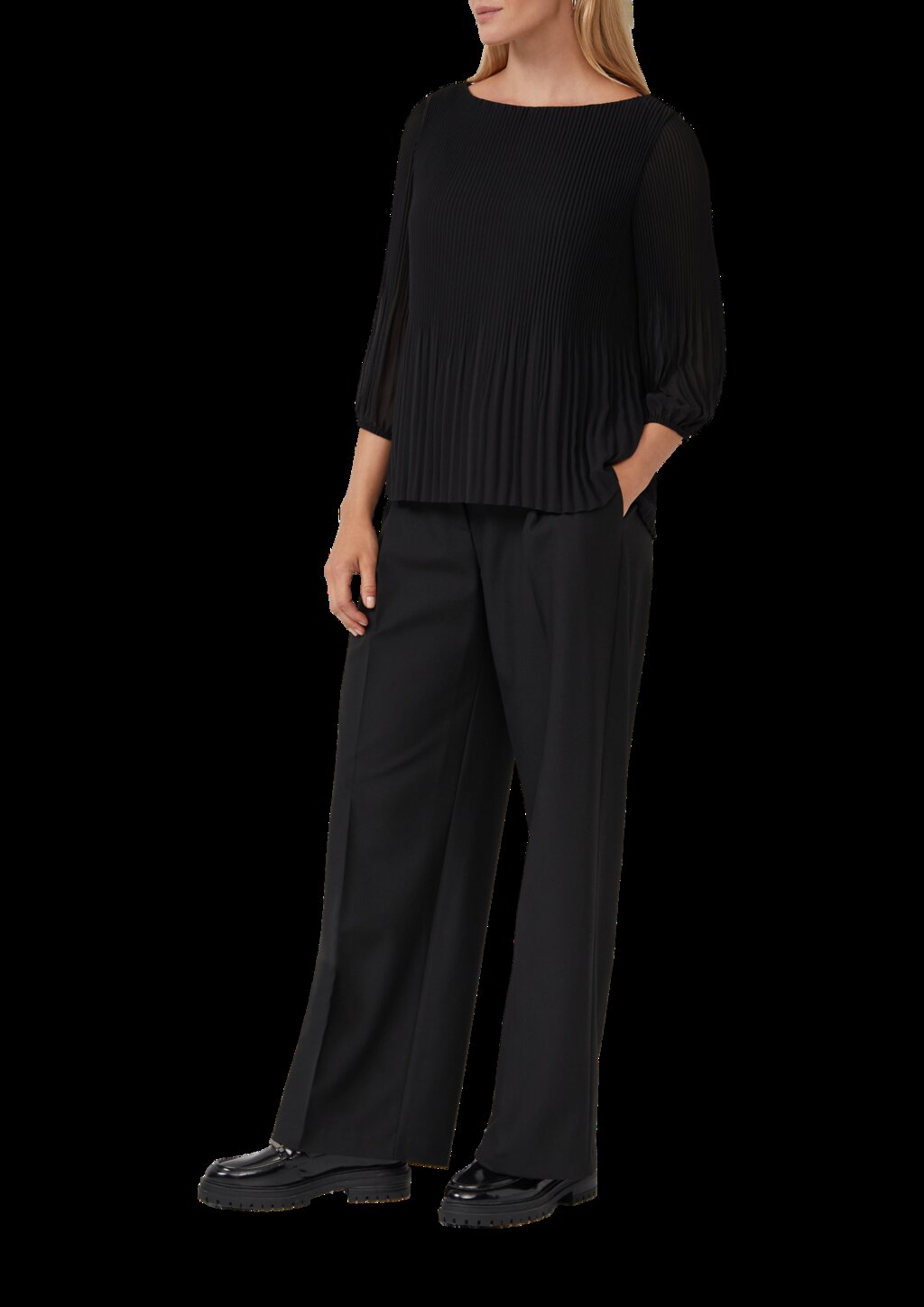 Plisseebluse mit 3/4-Arm