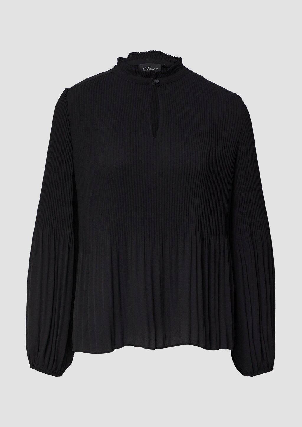 Plissierte Bluse aus Crêpe mit Stehkragen