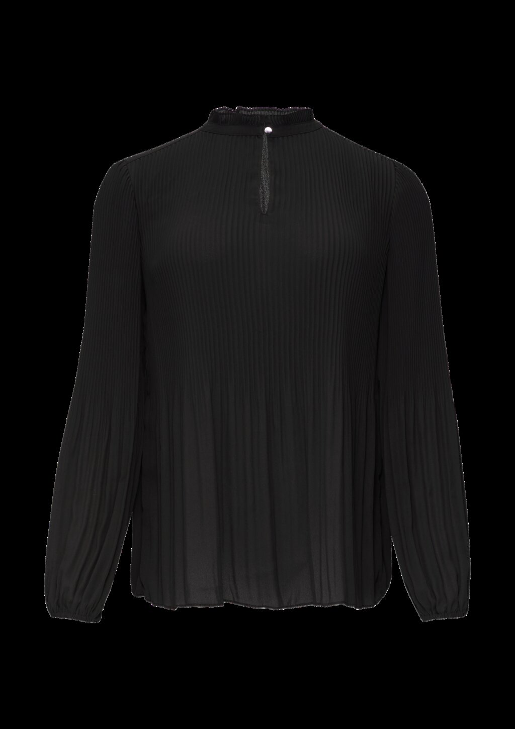 Plissierte Bluse aus Crêpe mit Stehkragen