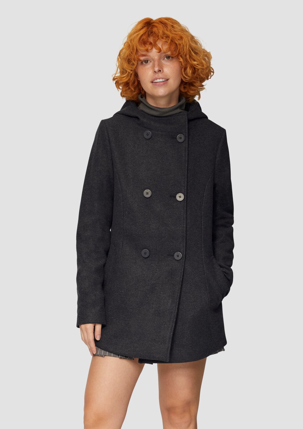 Jacke mit Kapuze in Wolloptik