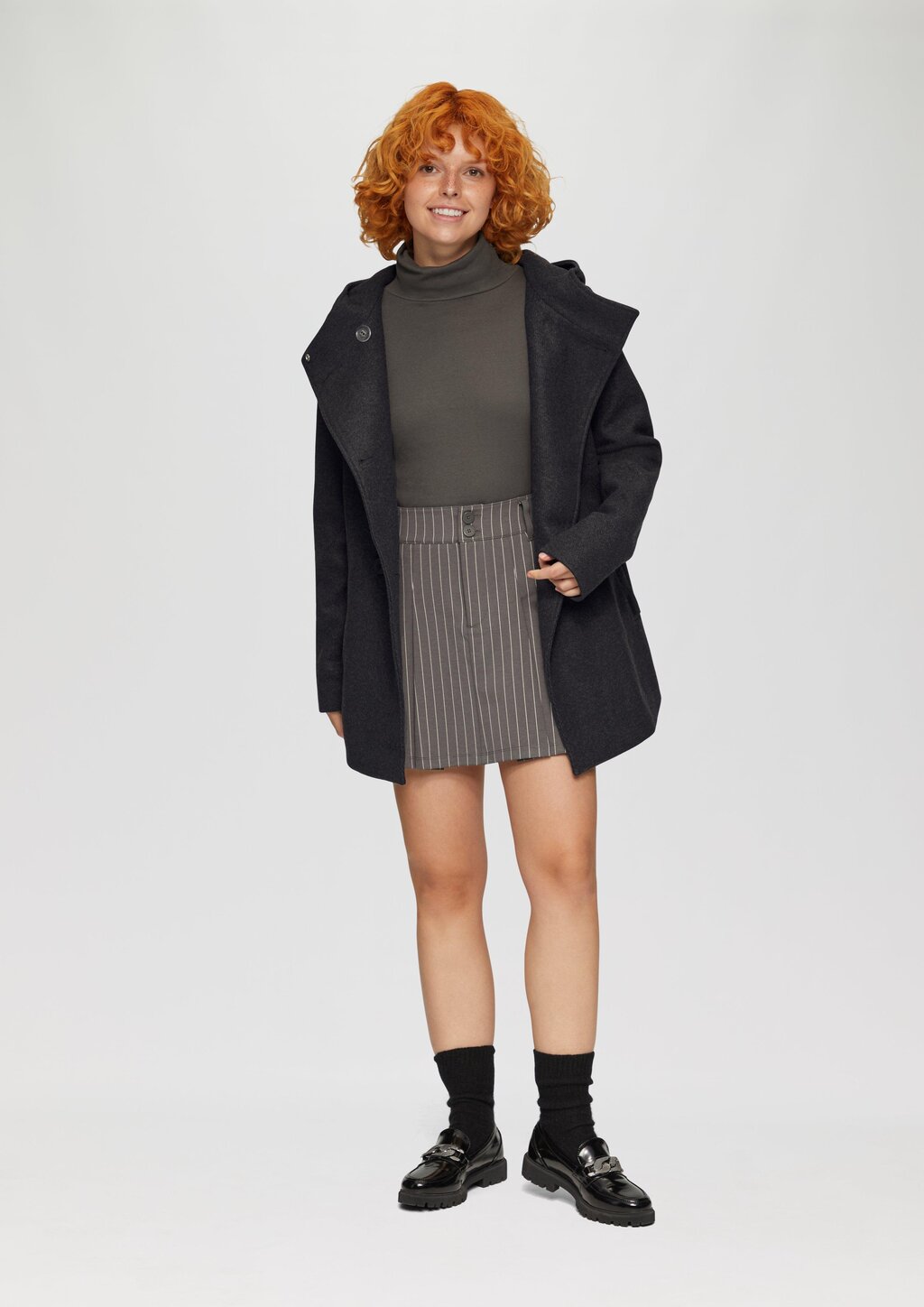 Jacke mit Kapuze in Wolloptik