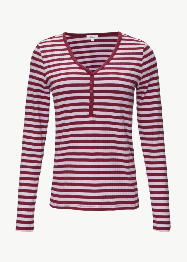 Stretchiges Longsleeve mit Henleyausschnitt