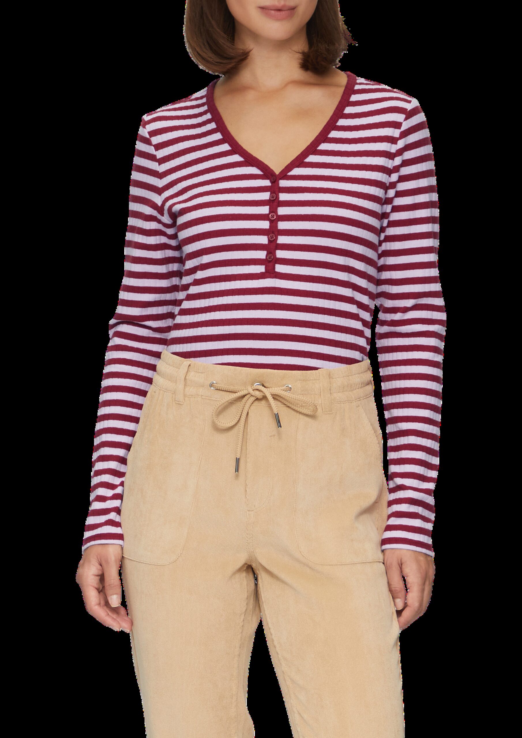 Stretchiges Longsleeve mit Henleyausschnitt